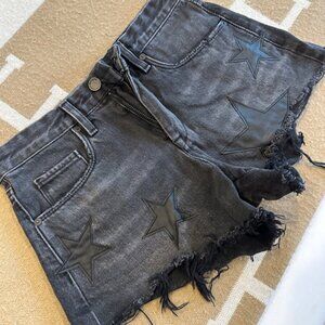 Boutique Black Jean Shorts ft Leather Black Stars